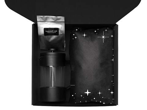 Подарочный набор c френчпрессом, кружками и чаем, черный - рис 3.