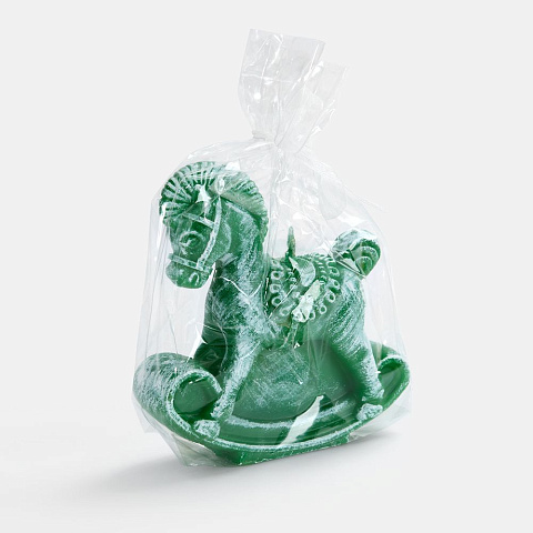 Свеча фигурная «Лошадка-качалка», зеленая - рис 3.