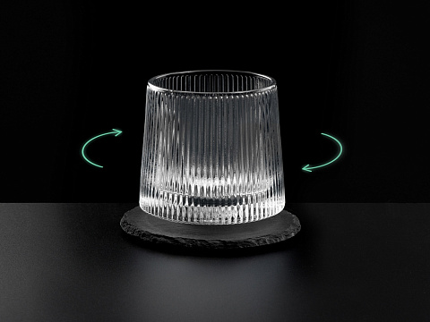 Вращающийся бокал для виски на сланцевом костере Ventura