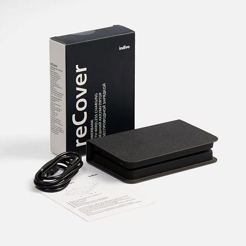 Внешний аккумулятор с беспроводной зарядкой reCover, черный - рис 9.