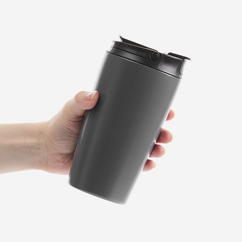 Термостакан с двумя поильниками Duetta, серый - рис 7.