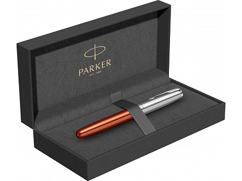 Перьевая ручка Parker Sonnet Essentials Orange SB Steel CT, перо: F, цвет чернил black, в подарочной упаковке. - рис 11.