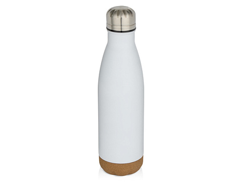 Бутылка для воды Cove из нержавеющей стали с двойными стенками и вакуумной изоляцией, объемом 500 мл, с пробковыми деталями - Белый