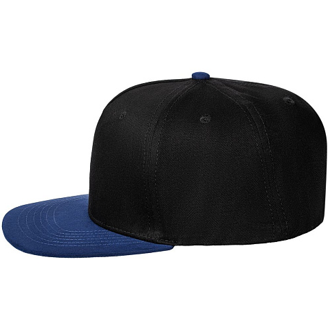Бейсболка Foreside с прямым козырьком, черная с синим - рис 3.