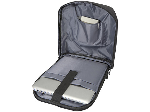 Рюкзак Luma для ноутбука с диагональю экрана 15 дюймов с защитой от кражи объемом 10 л из материала, переработанного по стандарту GRS - сплошной черный - рис 5.