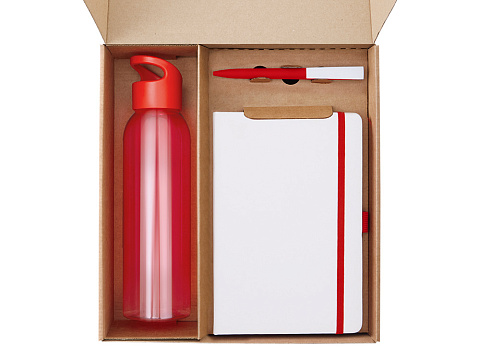 Подарочный набор с бутылкой для воды. блокнотом, ручкой и ланчбоксом, красный - рис 2.