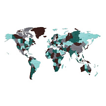 Деревянная Карта Мира настенная объемная 192x105 см (изумуруд)