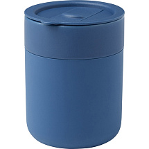 Java керамическая кружка емкостью 330 мл с силиконовой оберткой и пластиковой крышкой - Синий