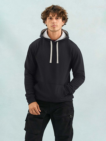 Худи унисекс Cameron, серый меланж с темно-синим - рис 5.