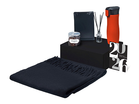 Подарочный набор с палантином и термокружкой, красный - рис 2.