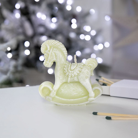 Свеча фигурная «Лошадка-качалка», светло-зеленая - рис 5.