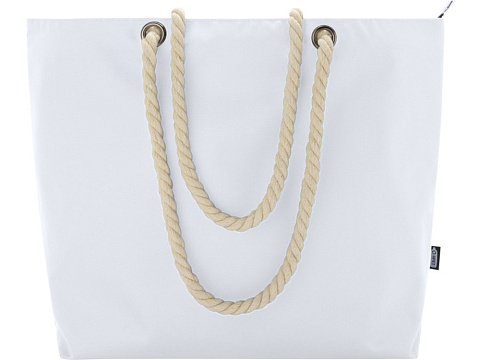 Panama пляжная эко-сумка-холодильник из переработанного материала, с ручками-шнурками 23L, белый - рис 2.