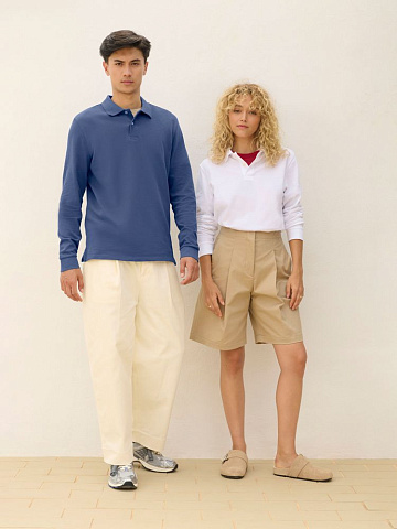 Рубашка поло унисекс с длинным рукавом Pacific LSL, серая - рис 6.