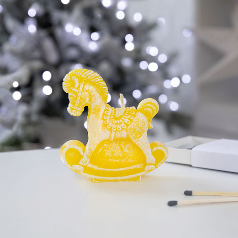 Свеча фигурная «Лошадка-качалка», желтая - рис 5.