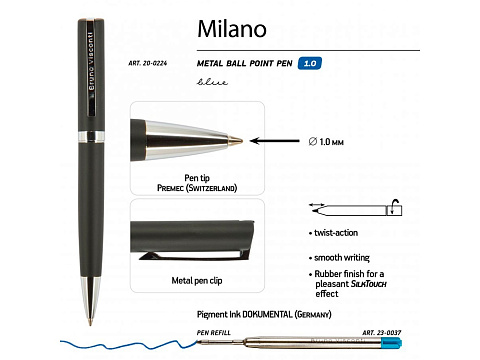 Ручка шариковая автоматическая BrunoVisconti® MILANO цвет корпуса черный, 1 мм - рис 3.