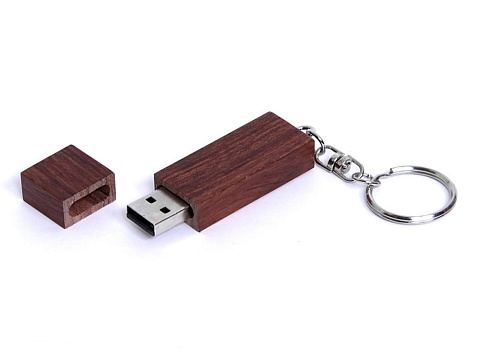 USB-флешка на 128 Гб прямоугольная форма, колпачек с магнитом, коричневый