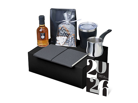 Подарочный набор с туркой, кофе и термокружкой, серый - рис 2.