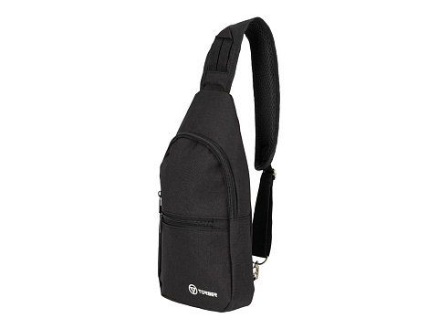 Рюкзак TORBER с одним плечевым ремнем, чёрный, полиэстер 300D, 33 х 17 х 6 см - рис 2.