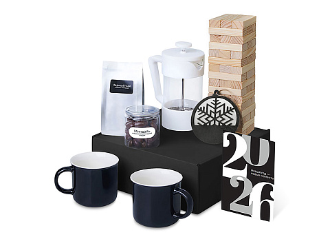 Подарочный набор c френчпрессом, кружками и чаем, белый - рис 2.