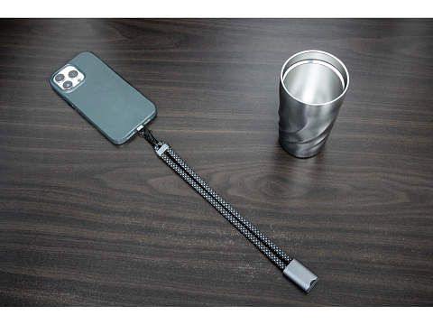 Ремешок-держатель для телефона с зарядным кабелем USB-C - USB-C Lany Wristband Charge Eco, серый - рис 16.
