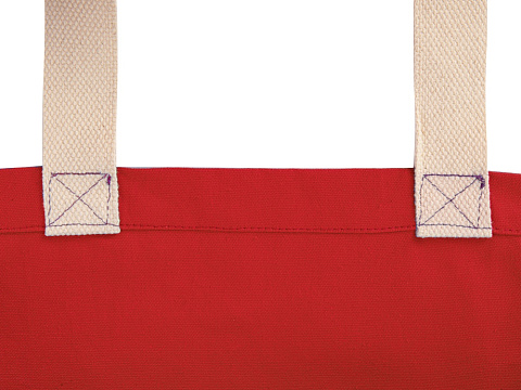 Сумка Donny из хлопка с донной складкой и парусиновыми ручками, красный - рис 4.