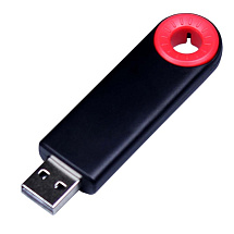 USB-флешка промо на 32 Гб прямоугольной формы, выдвижной механизм, красный