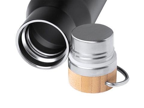 Термобутылка Мэйер из нержавеющей стали, с бамбуковой крышкой, серебристый - рис 3.