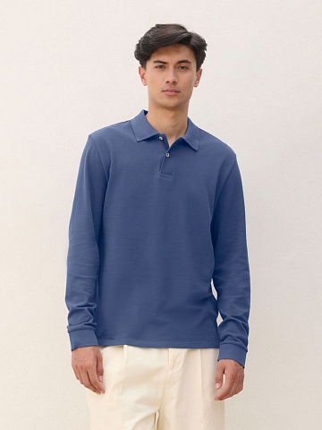 Рубашка поло унисекс с длинным рукавом Pacific LSL, кобальт (темно-синяя) - рис 5.