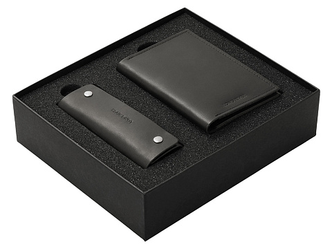 Подарочный набор Long River: обложка для паспорта, ключница, черная коробка - рис 2.