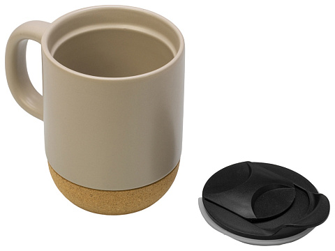 Кружка Denpasar с пробковым дном и крышкой, цветная с двух сторон, бежевый (Р) - рис 4.