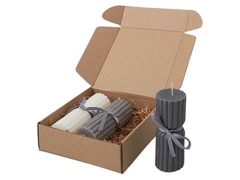 Набор свечей с гранями Vela, темно-серый, белый - рис 3.