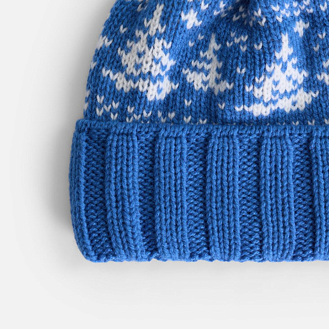 Шапка Holidale, синяя с молочным - рис 3.