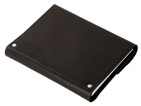 Блокнот кожаный А5 на кольцах, черный - рис 2.