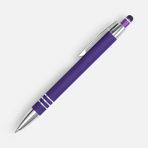 Ручка шариковая Sansen Soft Touch со стилусом, фиолетовая - рис 3.
