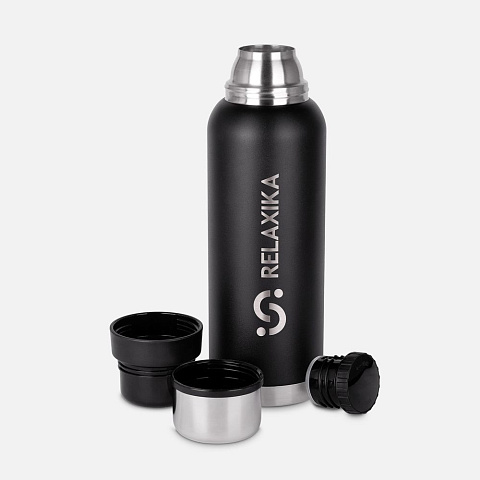 Термос Relaxika 1200 со стикерпаком, черный - рис 4.