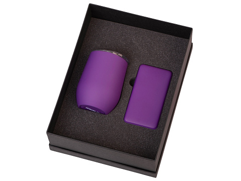 Подарочный набор с термокружкой и повербанком С1, 5000 mAh, фиолетовый - рис 2.