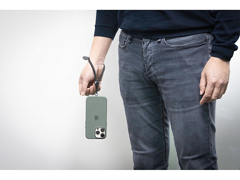 Ремешок-держатель для телефона с зарядным кабелем USB-C - USB-C Lany Wristband Charge Eco, серый - рис 19.