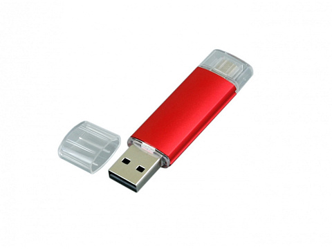 USB-флешка на 64 ГБ.c дополнительным разъемом Micro USB, красный - рис 3.