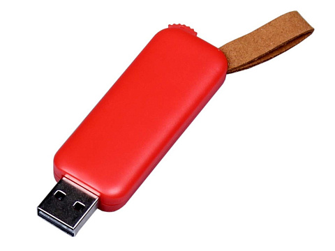 USB-флешка промо на 16 Гб прямоугольной формы, выдвижной механизм, красный