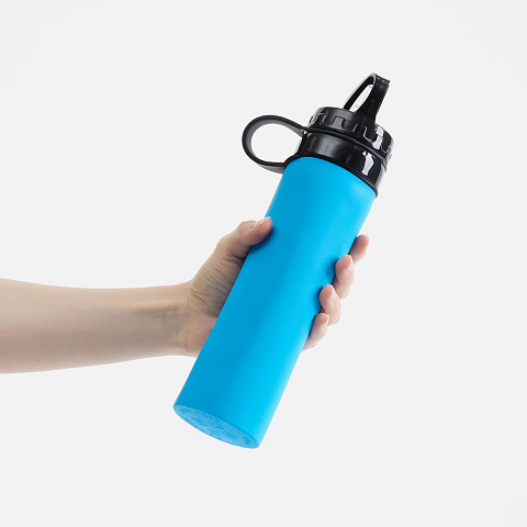 Складная бутылка для воды Langfossen, голубая - рис 7.