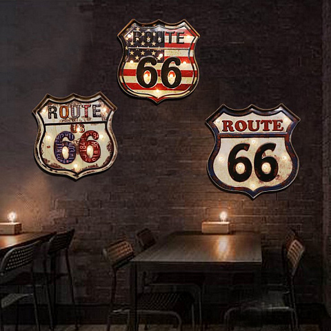 Светящаяся вывеска "Route 66"