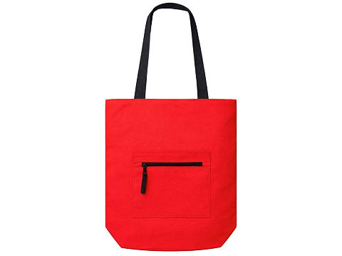 Сумка на молнии Zipper  Neo из хлопка 280 г c карманом на молнии спереди, красный - рис 2.