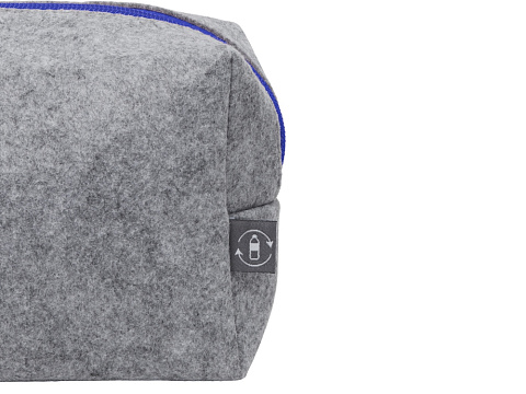 Косметичка из РПЕТ фетра с ручкой Felt, серый с синим - рис 7.