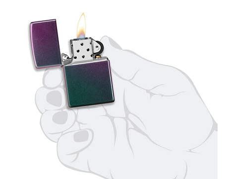 Зажигалка ZIPPO Classic с покрытием Iridescent, латунь/сталь, фиолетовая, матовая, 38x13x57 мм - рис 5.