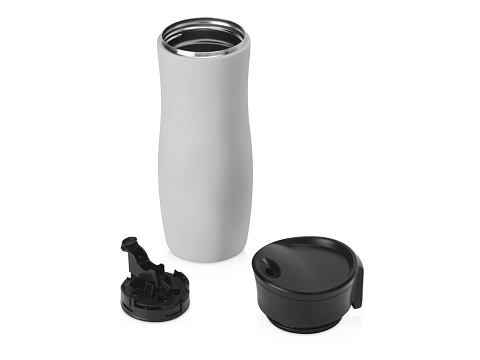 Вакуумная термокружка с кнопкой Streamline, Waterline, soft-touch, тубус, серый - рис 4.