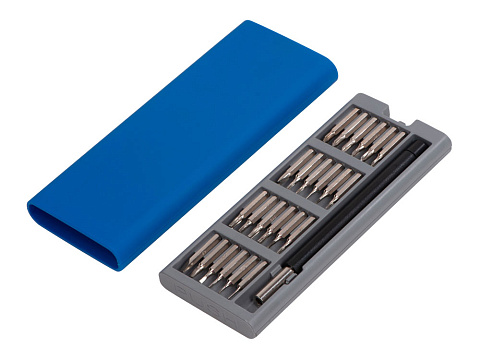 Отвертка с набором из 24 насадок Bits, темно-синий - рис 2.