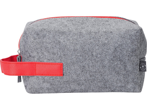 Косметичка из РПЕТ фетра с ручкой Felt, серый с красным - рис 5.