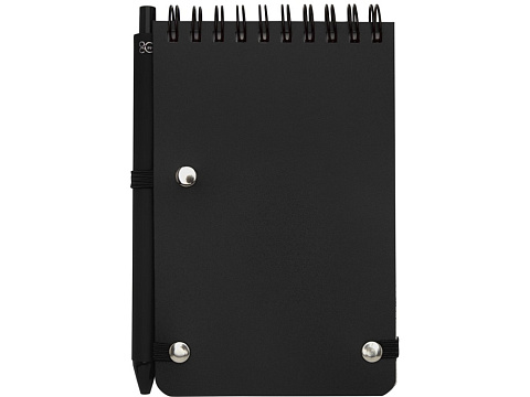 Блокнот Thalaasa формата А6 в твердой обложке из океанического пластика с шариковой ручкой - сплошной черный - рис 3.