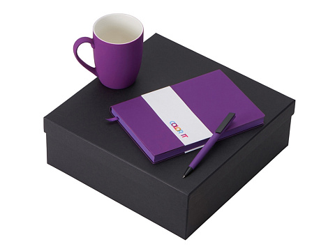 Подарочный набор с блокнотом С1, пластиковой ручкой и кружкой, фиолетовый