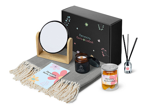 Подарочный набор Re:f. Shelter  с пледом, зеркалом, свечой и диффузором